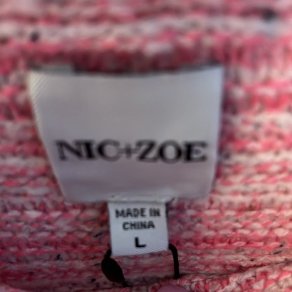 Nic+Zoe Women’s Pink And Cream Crewneck Sweater Size Large NWT - Picture 3 of 9